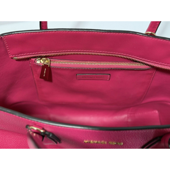 MICHAEL KORS STUDIO Mercer Corner Center Zip Leather Tote Bag/Purse Ultra Pink - Picture 12 of 16